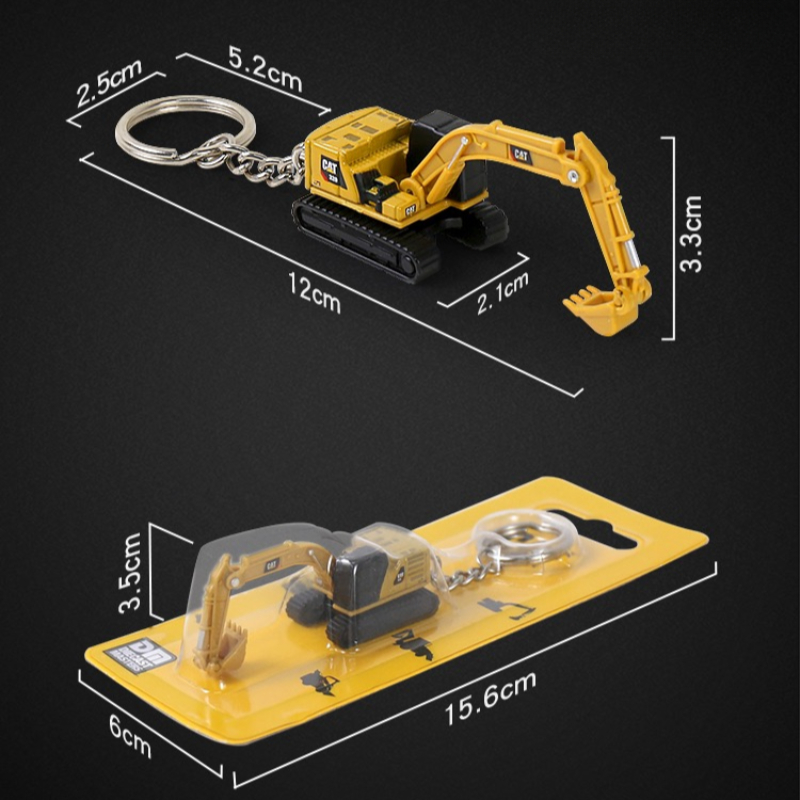 Heavy Equipment Keychain - Mini porte-clés bulldozer d'ingénierie moulé sous