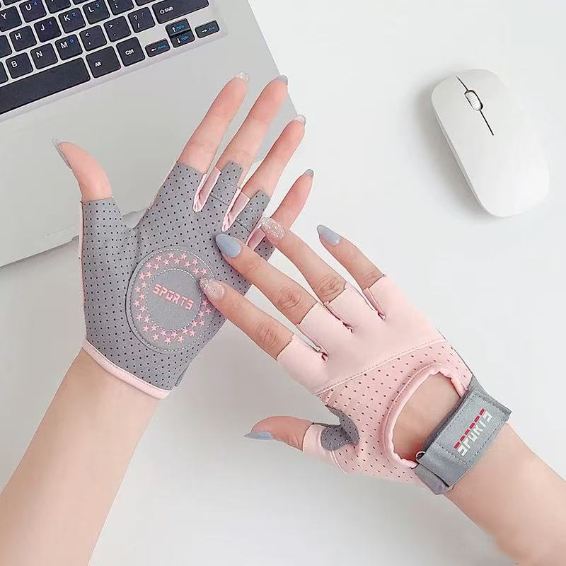 Heavy Equipment Logo - Gants demi-doigts antidérapants pour femmes, résistants